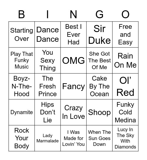 Music Bingo 99 Bingo Card