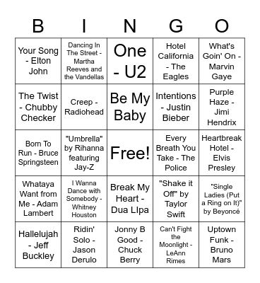 LSC-North Harris Playlist Bingo Card