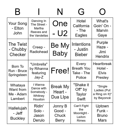 LSC-North Harris Playlist Bingo Card
