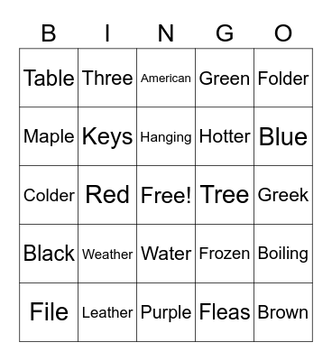 ESL Easy Bingo II Bingo Card