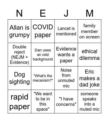 NEJM Bingo Card
