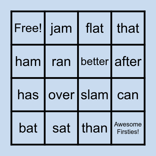 Short a Spelling words and Sight Words Bingo Card