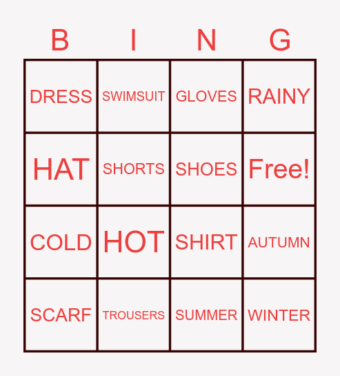 BINGO TIME! Bingo Card