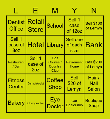 LEMYN SQUARES Bingo Card
