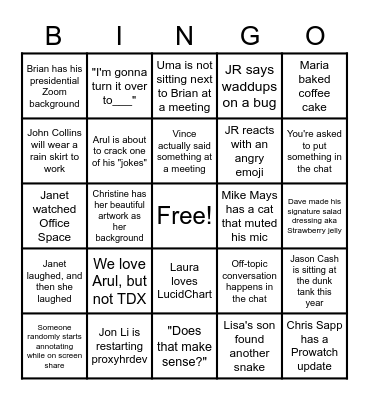 Zoom Meeting BINGO Card