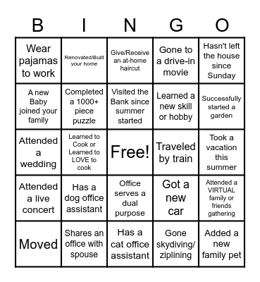 Get to Know Your Coworkers - Pandemic Bingo Card