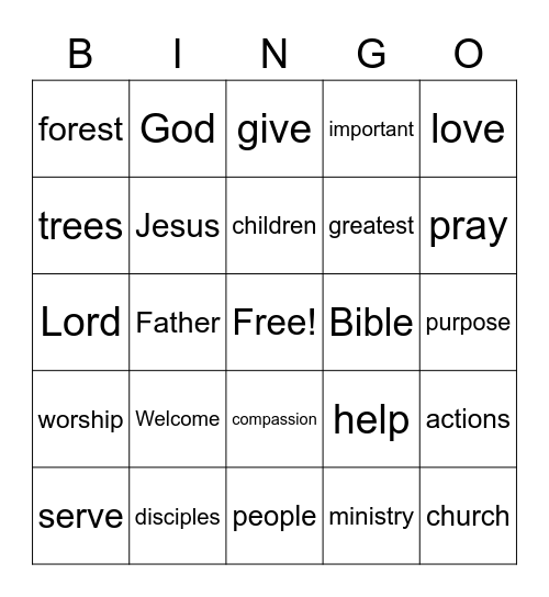 Worship Bingo Card