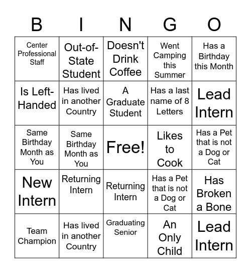 Untitled Bingo Card