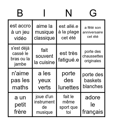 Trouve quelqu'un qui... Bingo Card
