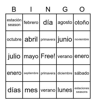 Calendario Bingo Card
