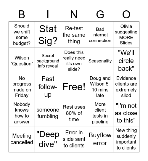 P.S. Bingo Card