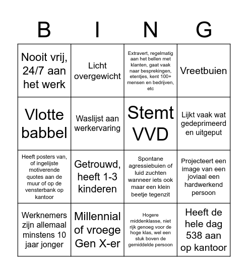 Ondernemer starter pack bingo Card