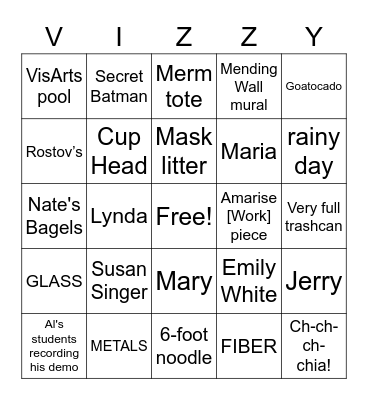 VisArts Teacher Party 2021! Bingo Card
