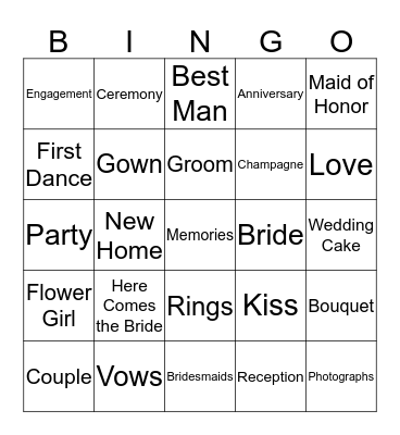 Laura & Landrew's Wedding Bingo Card