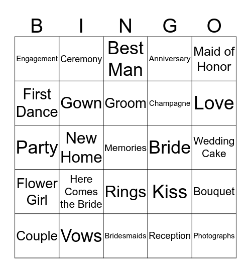 Laura & Landrew's Wedding Bingo Card