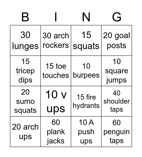 Strength Bingo Card