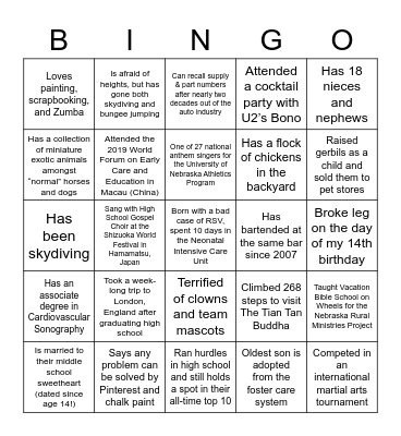 PLA Member Bingo Card