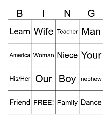 ASL Bingo Card