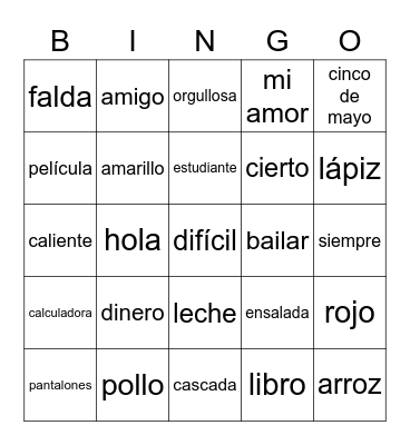 Vocabulary Review Period 5 Bingo Card