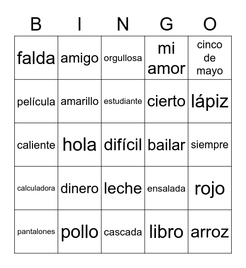 Vocabulary Review Period 5 Bingo Card