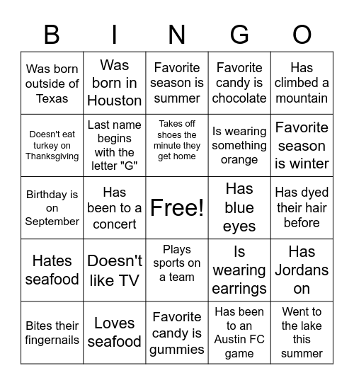 Untitled Bingo Card