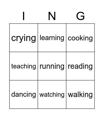 ING Bingo Card