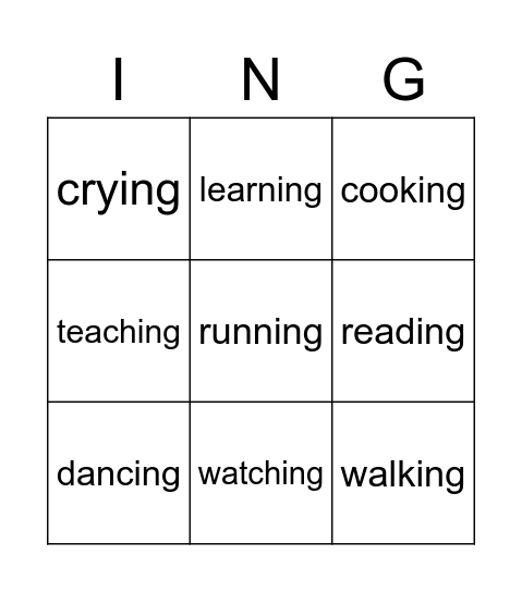 ING Bingo Card