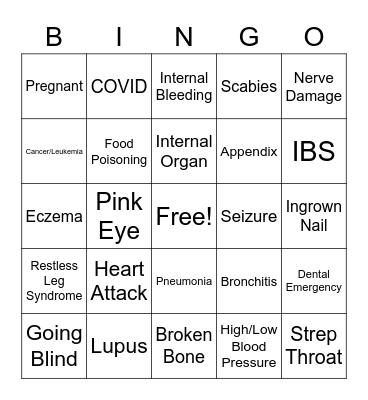 Call the Nurse Bingo Card