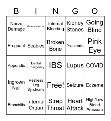 Call the Nurse Bingo Card