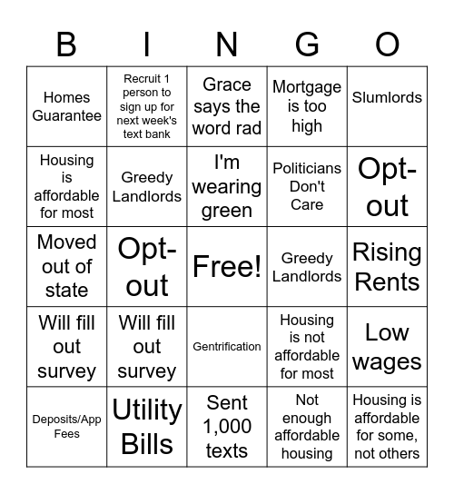 Texting Thursdays Bingo Card