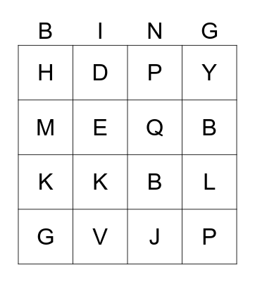 Loteria (Mayúsculas) Bingo Card