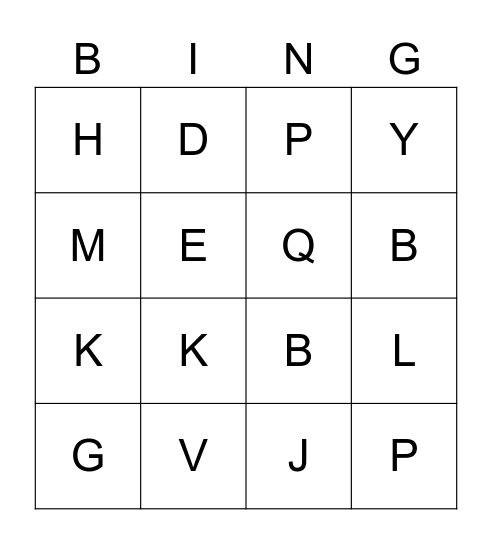 Loteria (Mayúsculas) Bingo Card