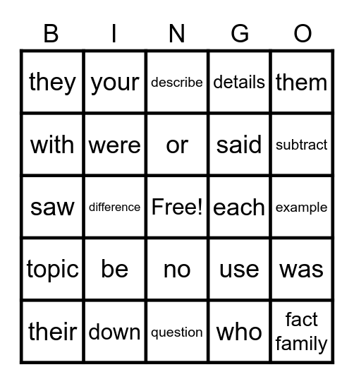 Unit 1 / Week 2 & 3 Bingo Card
