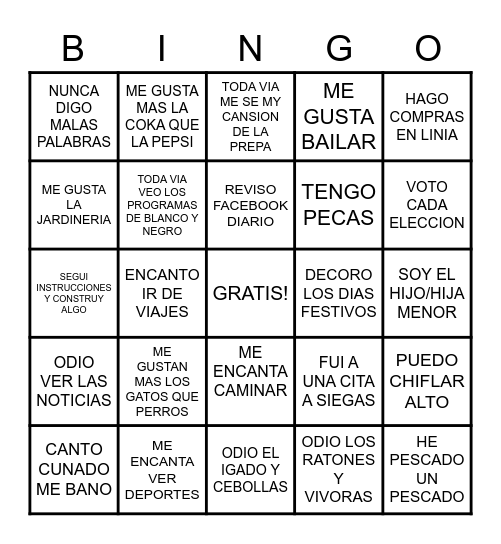 LLEGAR A CONOCERTE Bingo Card