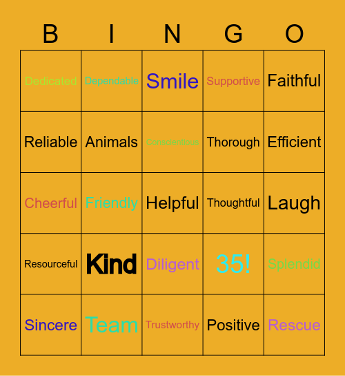 How many ways to describe Mary Lou? Bingo Card