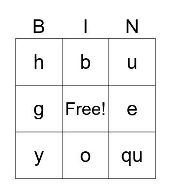 Alphabet Bingo Card