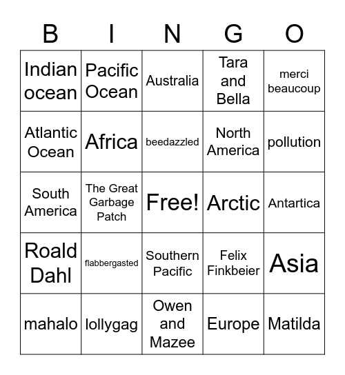 SEA OTTERS  Aug 27, 2021 Bingo Card