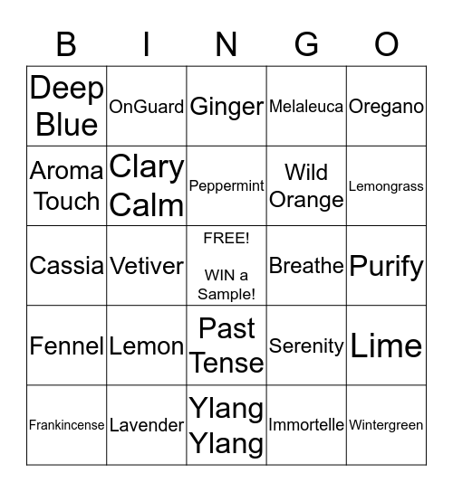 Essential Oils BINGO!!! Bingo Card