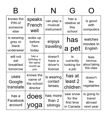 Find someone who... Bingo Card