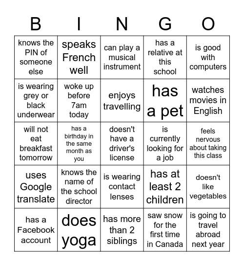 Find someone who... Bingo Card