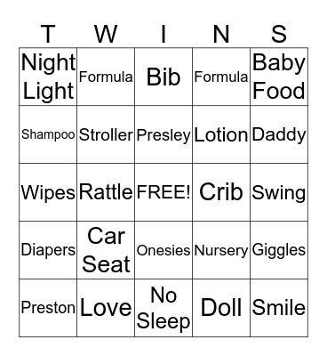 Barillas' Baby Shower Bingo Card