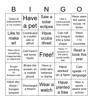 Team Icebreaker Bingo Card