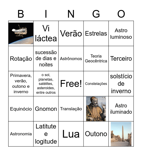 Astronomia Bingo Card