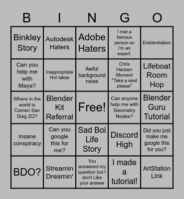 Blender Discord Bingo Card