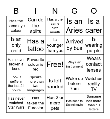 Find someone who... Bingo Card
