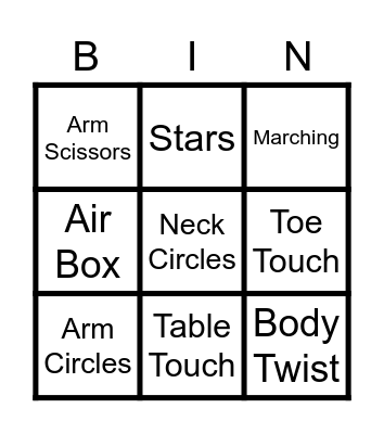 Fitness Bingo Card