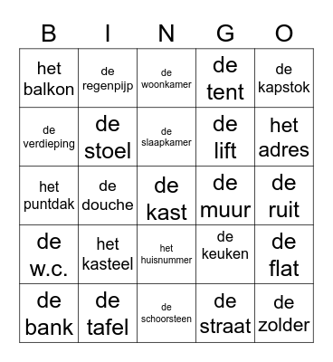Van steen tot huis Bingo Card
