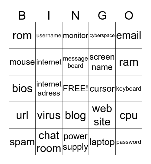 internet safety bingo Card