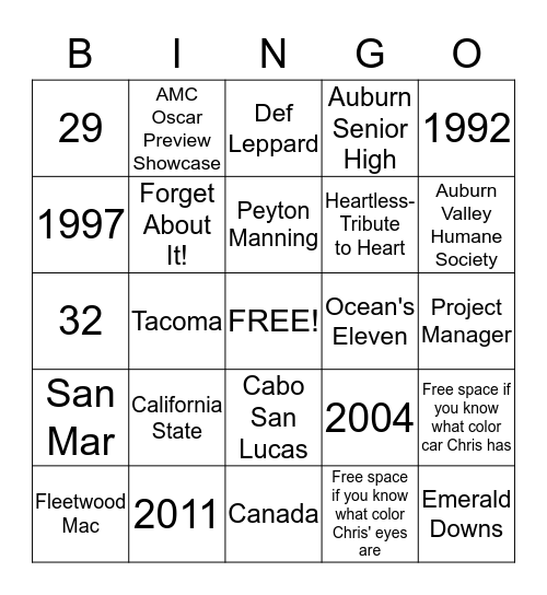 Chris Double Down Bakholdin Bingo Card