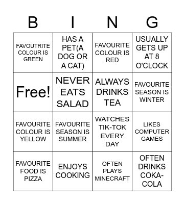 GETTING TO KNOW EACH OTHER BINGO Card